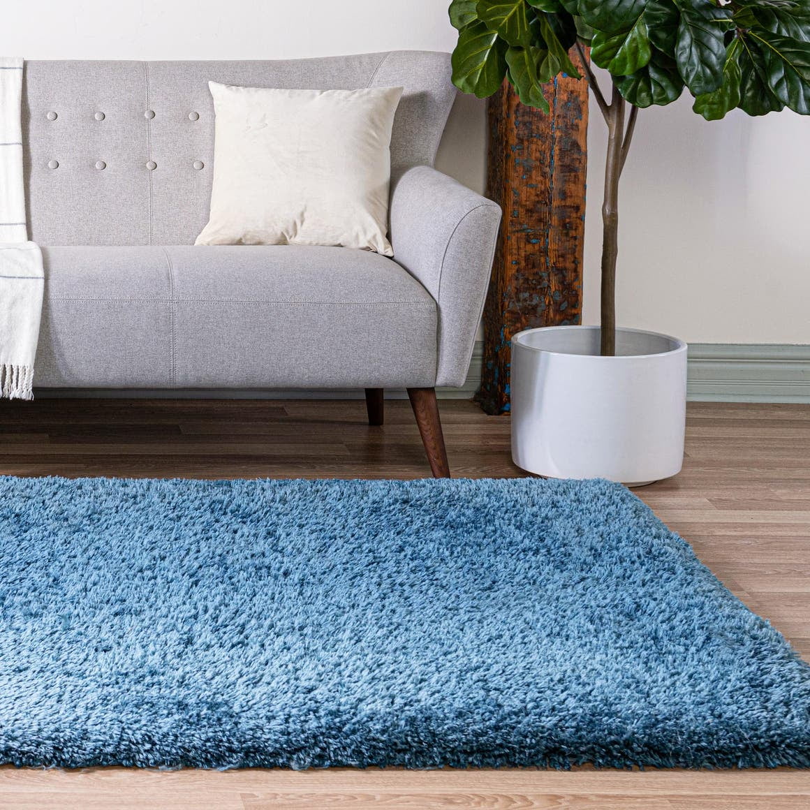 New Dark Blue Thick Chunky Living Room Silky Carpets Rugs Modern Heavy Shaggy 