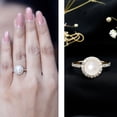 thumbnail image 3 of Rosec Jewels Natural Freshwater Pearl Engagement Ring with Halo - Pearl Diamond Ring for Women - 7 Carat - AAA Quality, 18K Yellow Gold, US 7.00, 3 of 8