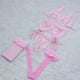 thumbnail image 3 of Conjunto de lencería de encaje para mujer, 4 Uds., sujetador abierto con tirantes, bragas sexis con liga, conjunto de sujetador de realce, ropa interior erótica transparente, medias de red, 3 of 5