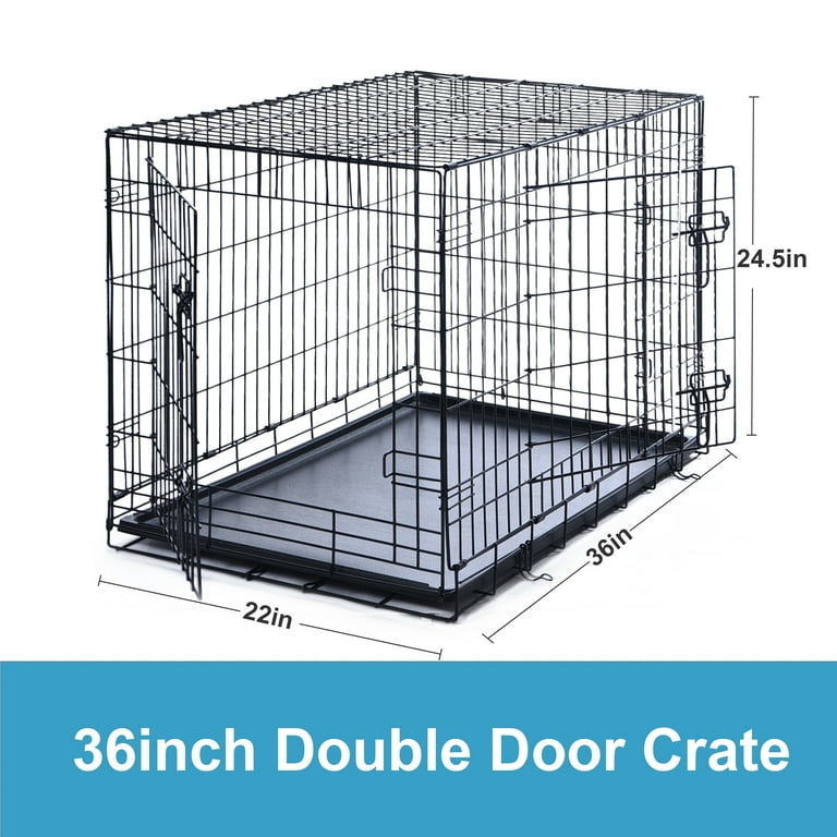 Vibrant Life Double Door Metal Wire Dog Crate with Leak Proof Pan and Divider 36 inch Walmart