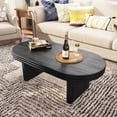 thumbnail image 4 of Mid Century Modern Oval Fluted Coffee Table, Farmhouse Wood Coffee Table, Cocktail Table, Center Table for Living Room, Office, Home Decor(Black, 23.62" D x 47.24" W x 16.34" H), 4 of 9