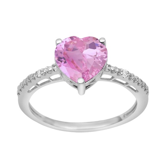 Mooneye 8 mm Heart Shape Pink CZ 925 Sterling Silver Solitaire Mother's Day Gift Ring