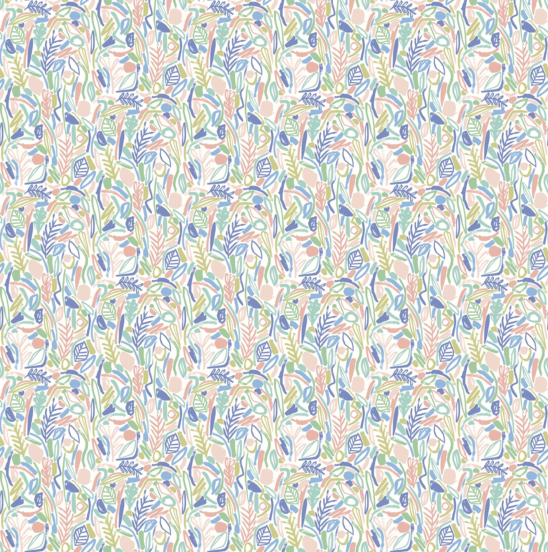 ohpopsi Verdure Pastel Painted Botanical Unpasted Non Woven Wallpaper, 19.7-in by 33-ft., 54.2 sq. ft.