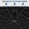 thumbnail image 3 of Parasol Déporté de Patio 10 Pi – Parasol Extérieur Rotatif à 360° – Protection UV, Polyester Résistant à la Décoloration, Réglage d'Inclinaison Facile – Idéal pour Piscine, Terrasse, Jardin, Cour Arrière – Noir, 3 of 8