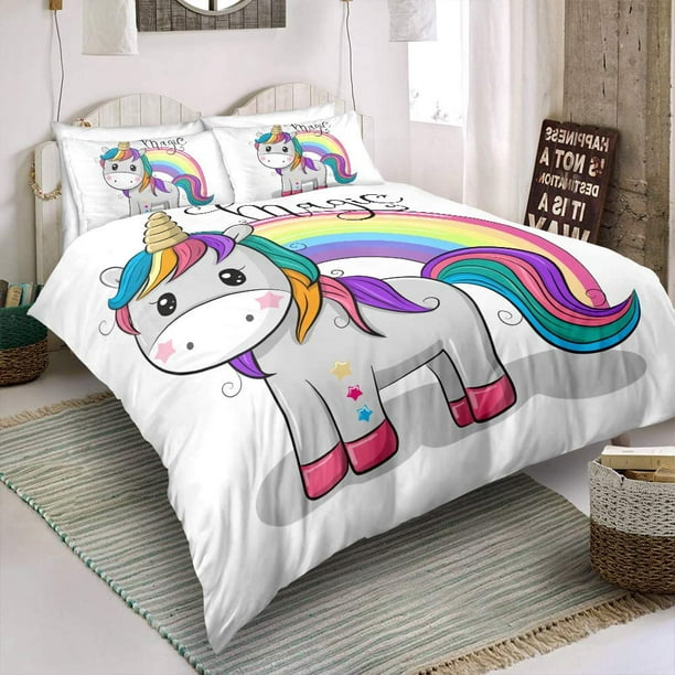 Magic Cartoon Unicorn Bedding Set Modern Ultra Soft 3D Fun