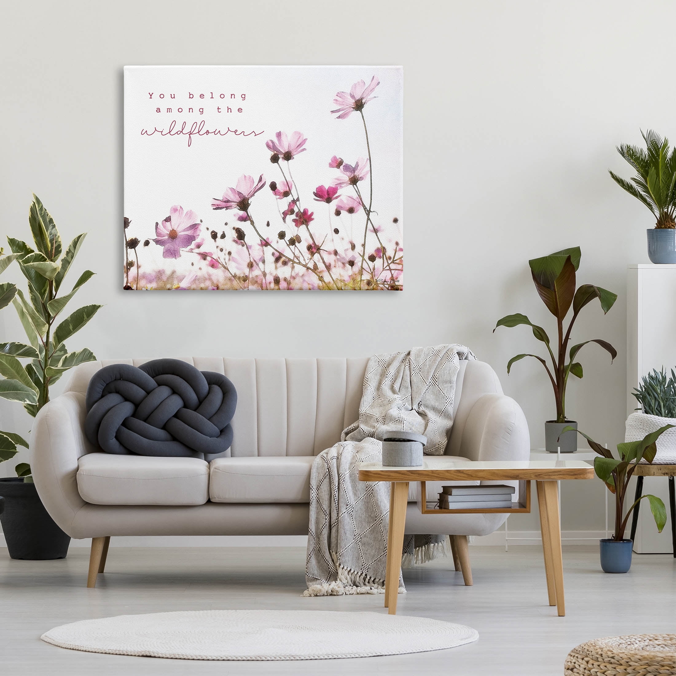 Stupell Industries You Belong Among Wildflowers Phrase Graphic Art Gallery Wrapped Canvas Print Wall Art, Design by Susan Ball