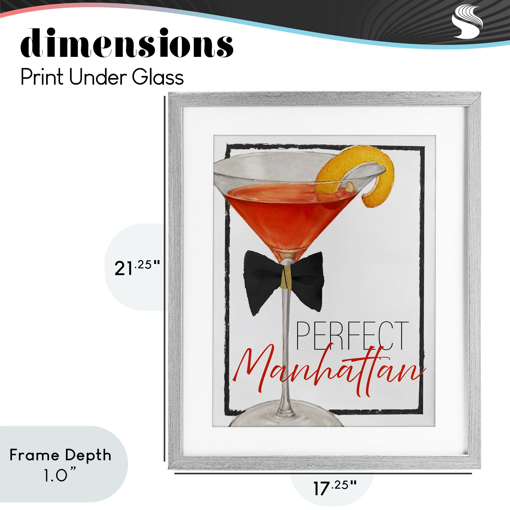 Stupell Industries Perfect Manhattan Cocktail Gray Framed Print Under Glass, design by Lorenzo Collective