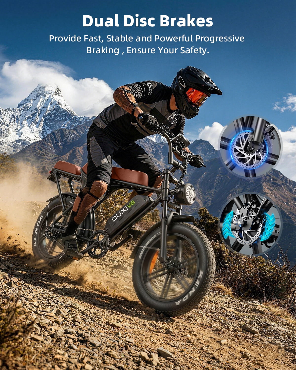 VTOKW V8 Electric Bike for Adults,1000W Peak Motor Adult Electric Bicycle,48V 15Ah Battery,Up to 31MPH,20'' Fat Tire Ebike,Dual Disc Brakes Mountain Bike for Cycling,7 Speed E Bike,E-bike UL2849