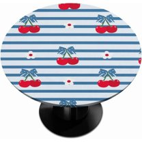 muroi Fruits Cherry Design Round Elastic Tablecloth Outdoor Table Cloth Fitted Tables Cover for Picnic Patio Dining Party Indoor 36" - 42"