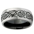 thumbnail image 2 of Tungsten Celtic Dragon 8mm Brushed Gray Dome Polished Black Men Ring, 2 of 2