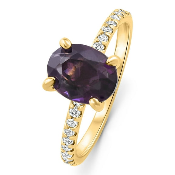 Pompeii 2Ct Amethyst & Diamond Anniversary Engagement Ring 10k Gold Lab Grown
