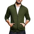 thumbnail image 4 of Suéter de otoño e invierno para hombre, de color sólido, cuello semialto, manga larga, cremallera, corte ajustado, cárdigan de punto, ropa masculina europea y americana, 4 of 5