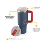 RTIC 40 oz Ceramic Lined Road Trip Tumbler with Handle and Leak-Resistant Straw Lid, Patriot