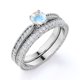 thumbnail image 3 of JeenMata Anillo de Bodas de 1,75 Quilates con Piedra Lunar y Moissanita de Talla Redonda Engastada con Milgrains en Oro Blanco de 18 K sobre Plata, 3 of 6