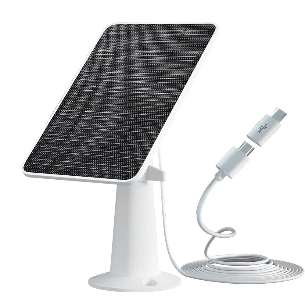 Solar Panel for Security Camera,10W USB Solar Panel Micro USB & USB-C Port Solar Panel IP65 Waterproof Solar Charger for Camera with 360°Adjustable Mounting