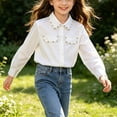 thumbnail image 3 of Fancifize Long Sleeve Shirts for Girls Collared Button Up School Uniform Blouses Kids Casual Solid Color Tops, 3 of 6