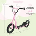 thumbnail image 3 of Gymax Kids Scooter w/ Adjustable Height Handlebar 12'' Inflatable Wheels Handbrake Pink, 3 of 10