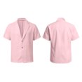 thumbnail image 6 of IWRICH Summer 2 Piece Suits for Men Short Sleeve Tuxedo Blazer Wedding Party Jackets and Elastic Waist Shorts Casual Outfits Pink M, 6 of 7