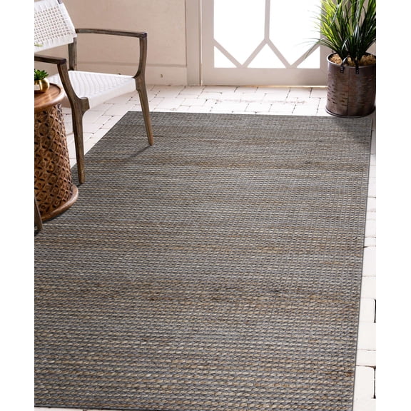 Harlow Hill Shiela 5' x 7'9" Dark Gray/Natural Striped Wool Blend Indoor Area Rug