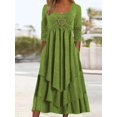 thumbnail image 4 of Vestido Elegante De Talla Grande, Vestido Maxi De Cuello Redondo Con Decoración De Anillo De Corazón En Capas De Manga Larga Lisa Para Mujer, 4 of 4