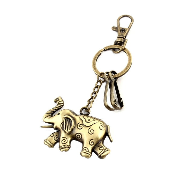 Unique BargainsWallet Metal Elephant Shaped Ornament Lobster Clasp Ring Keychain Bronze Tone