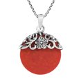 thumbnail image 6 of Daisy Vines Adorned Synthetic Coral Disc Sterling Silver Necklace, 6 of 6