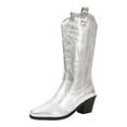 thumbnail image 4 of Mepaouo Western Cowboy Boots for Women Wide Calf Cowgirl Knee High Boot Embroidered Pull on Ladies Shoes, 4 of 5