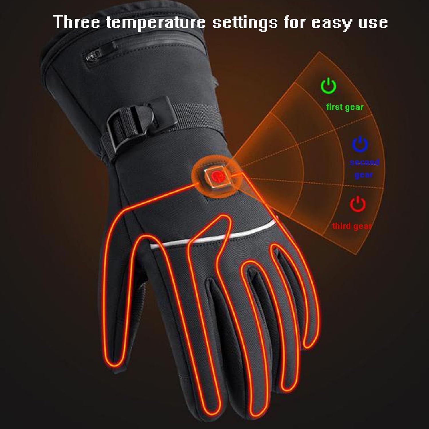 SONGAUN Heated Gloves for Men Women, Rechargeable Hand Warmer with Touchscreen, Waterproof Electric Heated Ski Glove for Winter Outdoor Work Hunting Camping Snowboarding Hiking