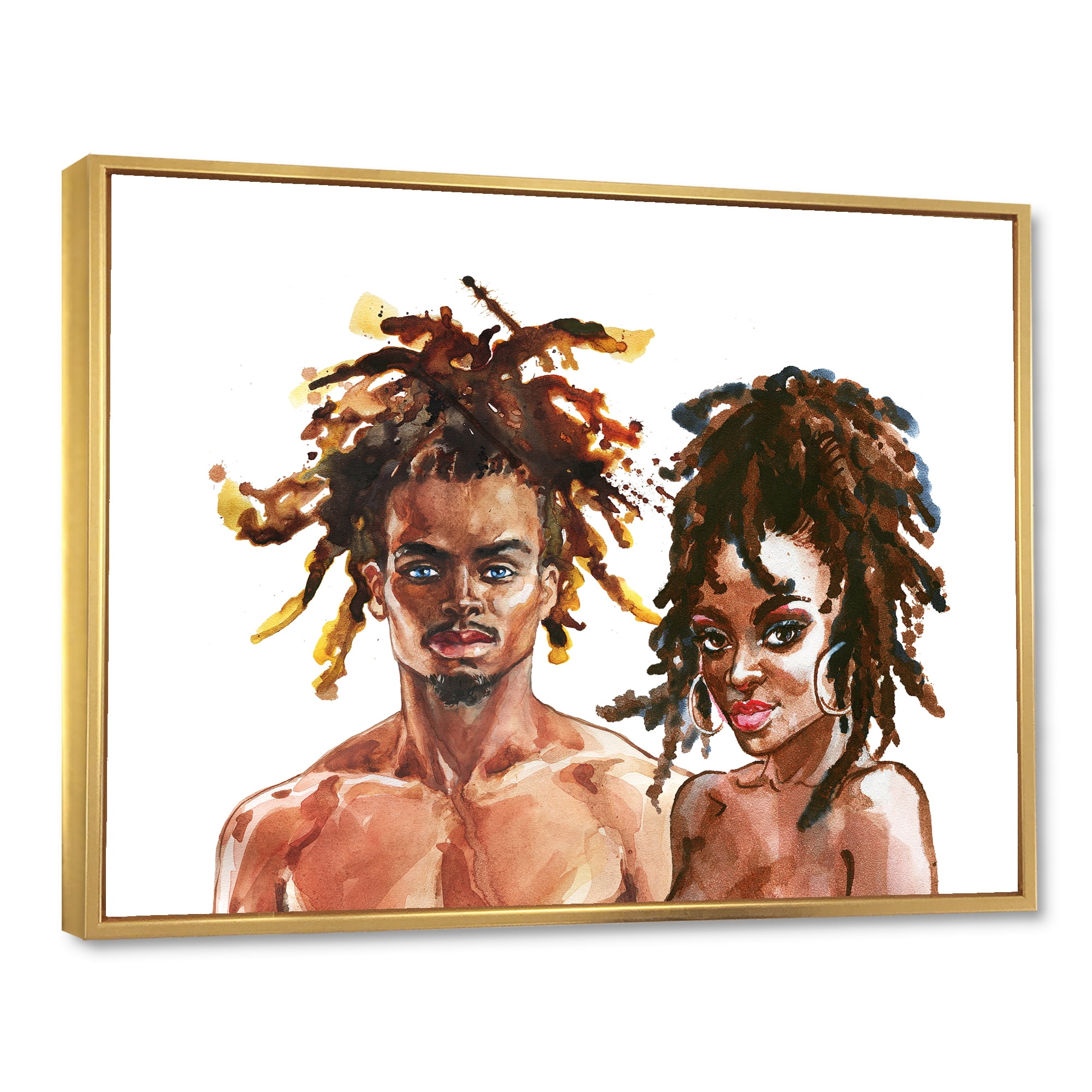 Designart 'Portrait of African American Couple' Modern Framed Canvas Wall Art Print