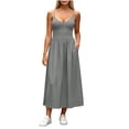 thumbnail image 3 of 2026 Fashion Women Dresses Summer Fashion Solid Color Loose Sleeveless V-neck Double Pocket Dress S-2XL, 3 of 9