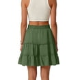 thumbnail image 5 of Women's Bohemian Skirt with Built-in Shorts, Tiered Ruffle Flowy Mini Skirt, Casual Beach Skirt for Vacation, Summer and Festival,Green,L, 5 of 6