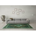 thumbnail image 3 of Ahgly Company Machine Washable Indoor Round Medallion Turquoise Blue Traditional Area Rugs, 5' Round, 3 of 4