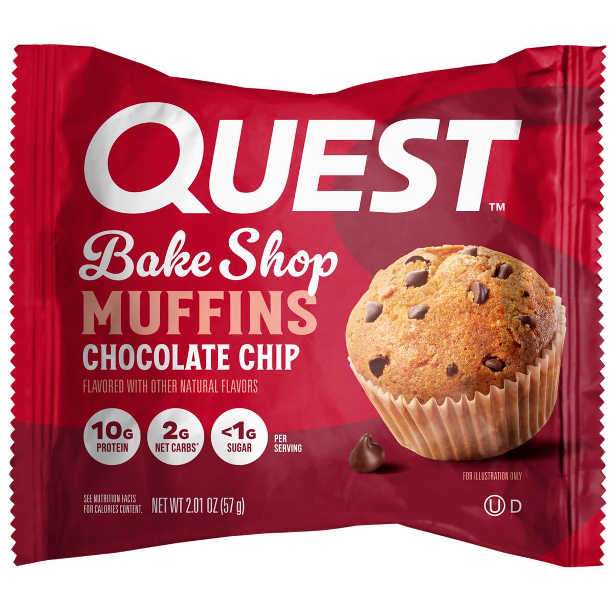(3 pack) Quest Bake Shop Protein Muffins, Chocolate Chip Flavor, 10g Protein, 4 Count