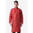 thumbnail image 1 of Royal Kurta Maroon Color Jacquard Silk Printed Long Kurta for Men, 1 of 6