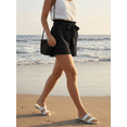 thumbnail image 6 of NICELF Shorts for Women High Waisted Casual Linen Summer Flowy Shorts Lightweight Drawstring Comfy Elastic Waist Womens Lounge Shorts with Pockets, Black, 6 of 9