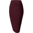 thumbnail image 4 of nipocaio Jupe Crayon Midi Moulante Extensible Taille Élastique pour Femmes Rouge Vin L, 4 of 6