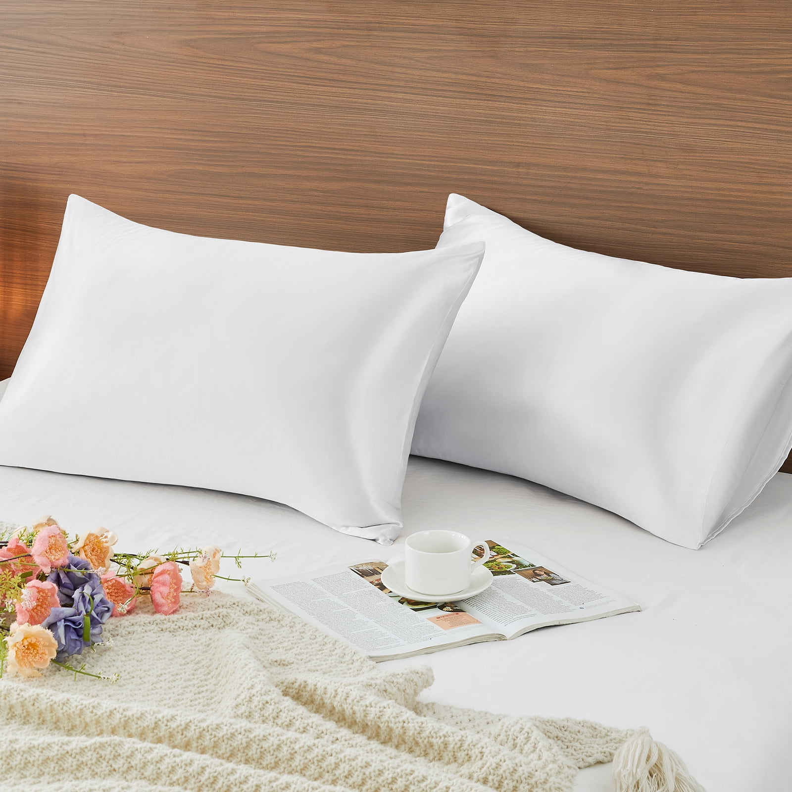 Teler Down Pillows Queen Size Set of 1, Luxury Feather Pillow for Hair and Skin, Fluffy and Supportive Bed Pillows for Side, Back Sleepers (20"x28")