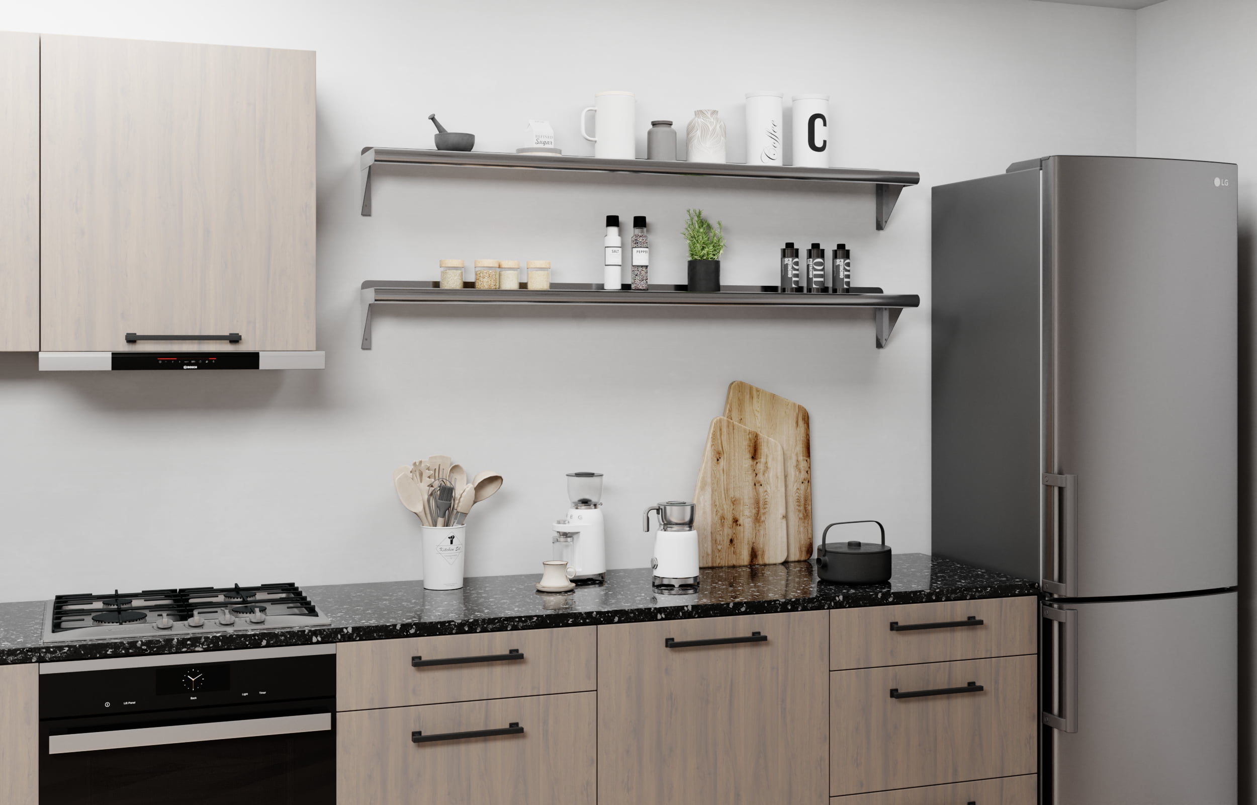 AmGood 8 in. x 60 in. Stainless Steel Wall Shelf | NSF Certified | Appliance & Equipment Metal Shelving | Kitchen, Restaurant, Garage, Laundry, Utility Room