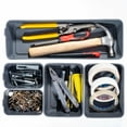 thumbnail image 4 of Mainstays Utility Flex Storage Tray Organizer Set, Plastic Drawer Organizer Trays for Kitchen, Desk, Bathroom and Office Drawer Organization, Gray, 2-Pack, 5" x 15", 4 of 10