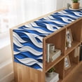 thumbnail image 6 of Table Runners 70 Inches Long Dress Scarves, Blue White Moire Farmhouse Coffee/Dining/Kitchen Table Decor, Holiday Table Runner, Modern Abstract Art 13x70 Inch, 6 of 9