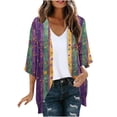 thumbnail image 2 of Cardigans For Women Chiffon Summer Kimono Short Sleeve Open Front Beach Kimono Hawaiian Floral Printed Lightweight Casual Chiffon Kimono Plus Size Beach Cover Up Elegant Sweat Boho Top Multicolor XXL, 2 of 5