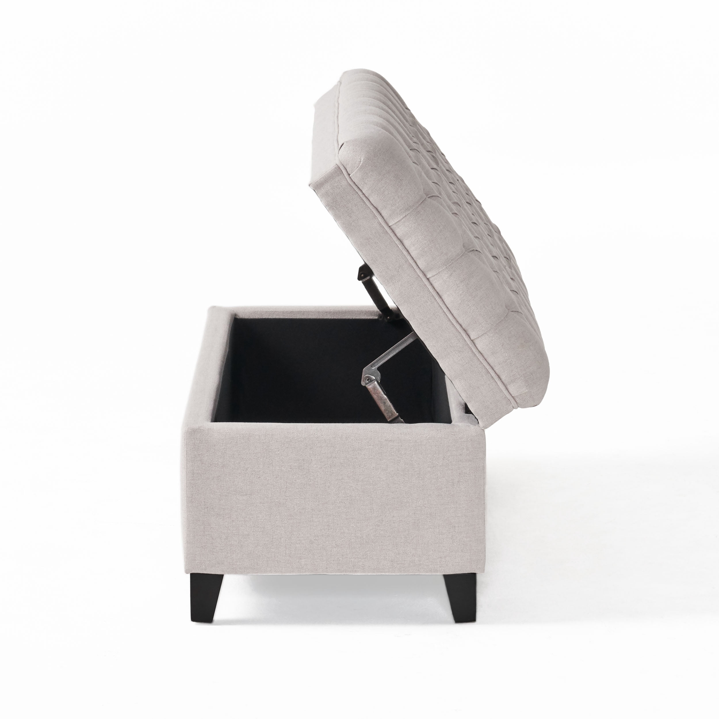 GDF Studio Heathbrooke Contemporary Tufted Storage Ottoman, Light Gray and Dark Brown
