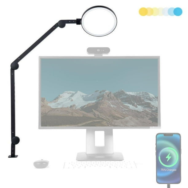 Lámpara LED de escritorio LUME CUBE Edge 2.0 regulable con puerto USB negra