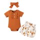 thumbnail image 2 of SDJMa Body de manga corta para bebé niño, ropa de verano para niña pequeña, de algodón, con estampado de flores, conjunto de tres piezas con lazo, 2 of 8