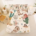 thumbnail image 5 of jejeloiu Beige Cowgirl Western Bed Sheets Kids,Desert Boot Print King Sheets,4 Pieces, 5 of 6
