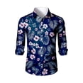 thumbnail image 4 of Mens Hawaiian Shirts Ocean Wave Print Casual Long Sleeve Button Down Shirts Tropical Holiday Beach Clothes, 4 of 4
