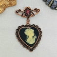 thumbnail image 2 of Heart Cameo Drop Brooch Pin, Brass, 2 of 8