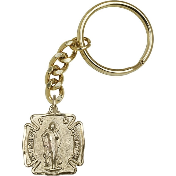 Antique Gold-Plated St. Florian Keychain 1 1/8 x 1 inches