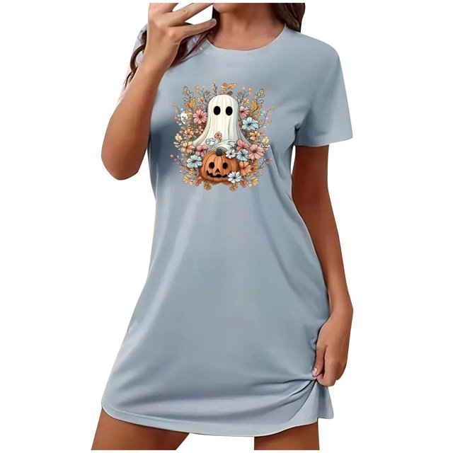 Camisón corto de talla grande para mujer, camisón de manga corta con estampado de pecho a la moda, camisón para mujer