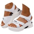 thumbnail image 1 of Zmoon Summer Wedge Solid Color Velcro Fish Mouth Waterproof Platform Breathable Large Size Women's Sandals, 1 of 9
